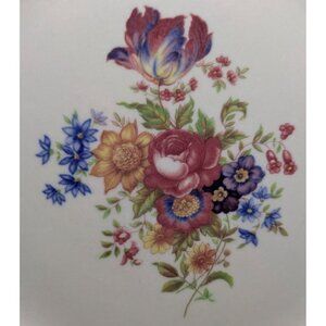 Syracuse China Colonial Dinner Plate 9.5" Floral Pattern  Yellow Rim Accent